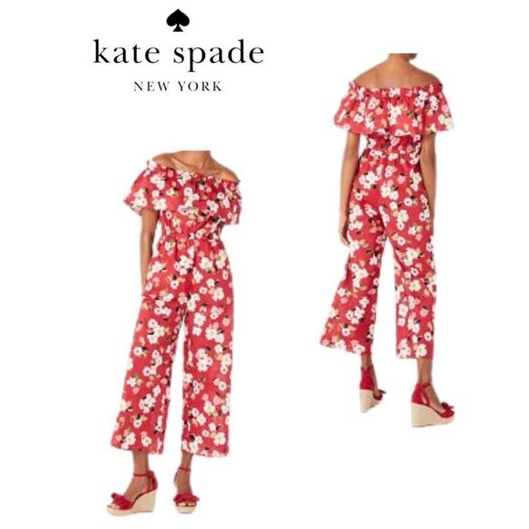 Kate Spade | Red Botanical Garden Jumpsuit w/ Pockets *OUT OF STOCK* | X-Small - Picture 1 of 13